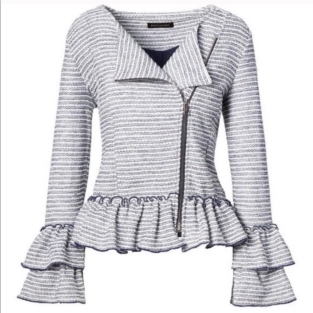 Banana Republic Ruffled Sleeve Moto Jacket 4